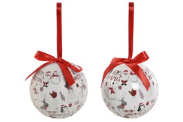 DKD Home Decor Set de 7 Bolas de Decoración Navideña Blanco y Rojo