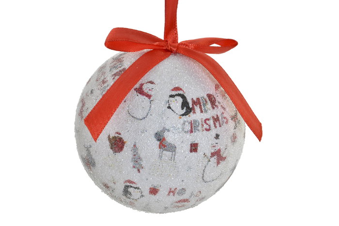 DKD Home Decor Set de 7 Bolas de Decoración Navideña Blanco y Rojo