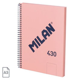 Milan Cuaderno A5 Tapa Dura Espiral Colección 430 Since 1918 Rosa 57151E80P 80 Hojas Blancas 95 G/M²