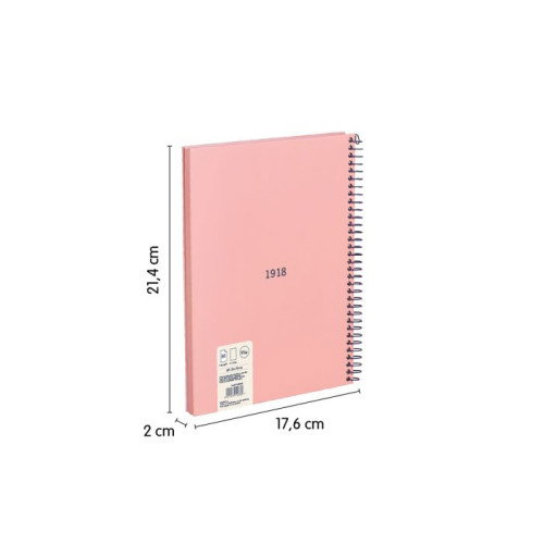 Milan Cuaderno A5 Tapa Dura Espiral Colección 430 Since 1918 Rosa 57151E80P 80 Hojas Blancas 95 G/M²