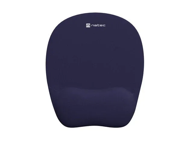 Natec CHIPMUNK Alfombrilla de Ratón con Reposamuñecas - Azul Oscuro, Base Antideslizante, Espuma de Memoria y Tela, Monocromo