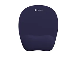 Natec CHIPMUNK Alfombrilla de Ratón con Reposamuñecas - Azul Oscuro, Base Antideslizante, Espuma de Memoria y Tela, Monocromo