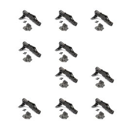Emuca Lote de 10 bisagras rectas X91 apertura 165 grados con cierre suave y suplementos Euro, Altura 0, Acero, Titanio