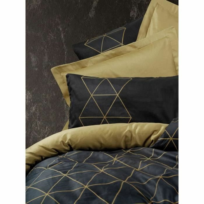 Aucune Juego de cama de 100% algodón Negro con funda nórdica y 2 fundas de almohada