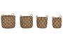 DKD Home Decor Cesta Balines Set de 4 Jacintos de Agua y Metal Natural 44 x 44 x 48 cm