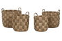 DKD Home Decor Cesta Balines Set de 4 Jacintos de Agua y Metal Natural 44 x 44 x 48 cm