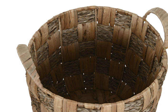 DKD Home Decor Cesta Balines Set de 4 Jacintos de Agua y Metal Natural 44 x 44 x 48 cm DKD Home Decor Cesta Balines Set de 4 Jacintos de Agua y Metal Natural 44 x 44 x 48 cm