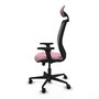 PIQUERAS Y CRESPO Silla de oficina Zulema, Rosa y Negro, Mecanismo Sincro, Brazos 2D, Cabecero Fijo, Lumbar 1D, Ruedas 65mm