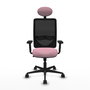 PIQUERAS Y CRESPO Silla de oficina Zulema, Rosa y Negro, Mecanismo Sincro, Brazos 2D, Cabecero Fijo, Lumbar 1D, Ruedas 65mm