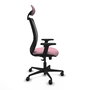 PIQUERAS Y CRESPO Silla de oficina Zulema, Rosa y Negro, Mecanismo Sincro, Brazos 2D, Cabecero Fijo, Lumbar 1D, Ruedas 65mm