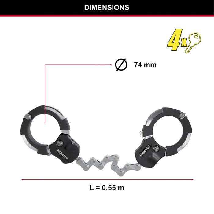 Master Lock Street Cuff con llave Long 8290EURDPRO en Negro / Plata
