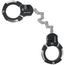 Masterlock Street Cuff Esposas con Cuerpo de Acero Endurecido y Cubierta ABS, Color Negro, 74mm Diámetro Interior, 55cm Longitud, 9 Eslabones, 4 Llaves