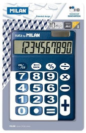 MILAN Calculadora de sobremesa de 10 dígitos con teclas grandes, azul y blanco