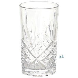 Cook Concept Juego de 4 Vasos Altos de Cóctel 350 ml de Vidrio Tallado