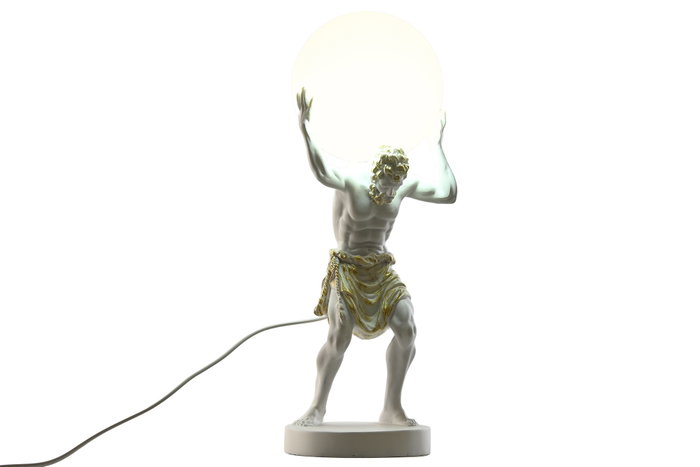 DKD Home Decor Lámpara de Sobremesa Atlas Blanco DKD Home Decor Lámpara de Sobremesa Atlas Blanco