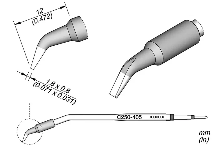 JBC TOOLS Pico destornillador acodado 1,8x0,8mm