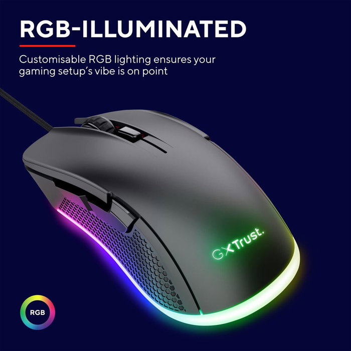 Trust GXT 922 YBAR Ratón Gaming RGB 7200 DPI