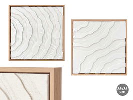 Giftdecor Cuadro Lienzo Marco Natural Raya Surtidos 35 x 35 cm (Set de 8)