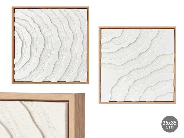 Giftdecor Cuadro Lienzo Marco Natural Raya Surtidos 35 x 35 cm (Set de 8) Giftdecor Cuadro Lienzo Marco Natural Raya Surtidos 35 x 35 cm (Set de 8)