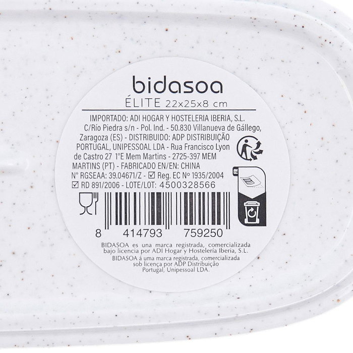 Bandeja Porcelana Alumina Elite Bidasoa 22x8x25 cm (8 Unidades)