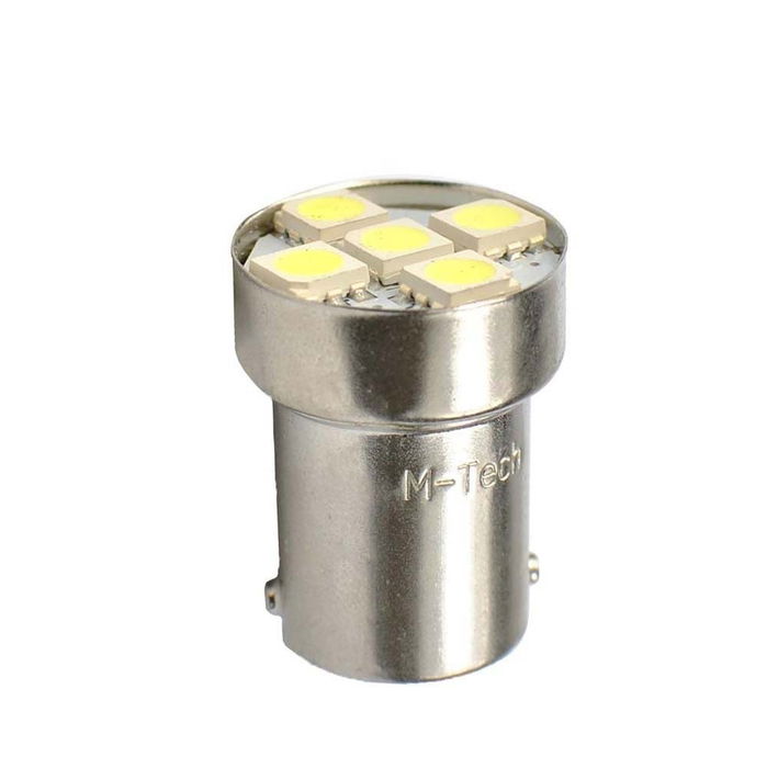 M-Tech Lámpara LED L075 W Ba15S 5xSMD5050 Blanco Potencia 1.2W