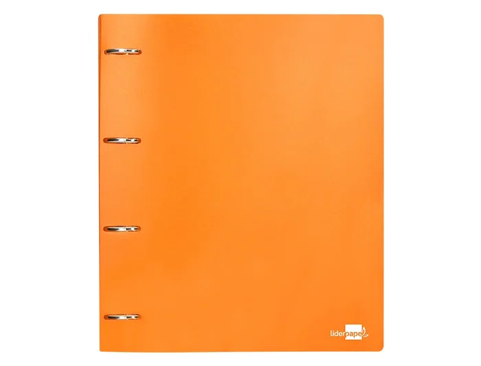 Liderpapel Carpeta 4 Anillas 40 mm Polipropileno DIN A4 Naranja Fluor Opaco