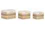 DKD Home Decor Set de 3 Cestas de Seagrass y Tela Natural