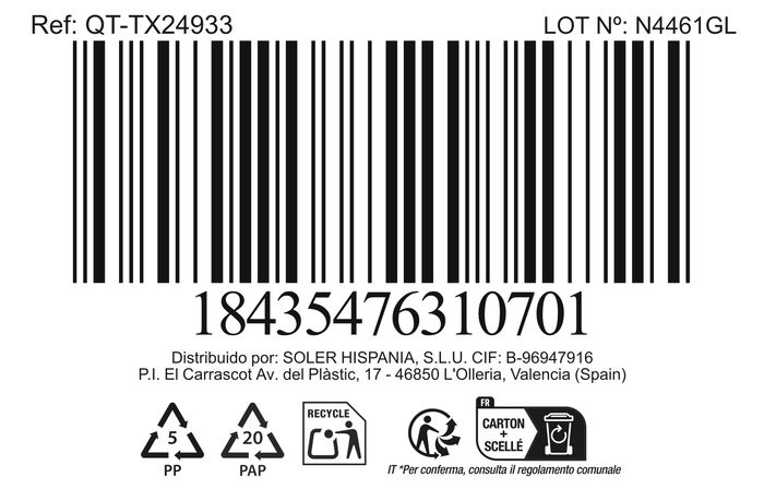 Inde Fiambrera Rectangular Hermética Textury 23 x 17.5 x 7.6 cm 1.5L (6 Unidades)