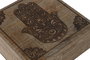 DKD Home Decor Joyero Indio Hamsa 24 Natural Grabado Mango Set de 2 Piezas 18 x 9 x 18 cm
