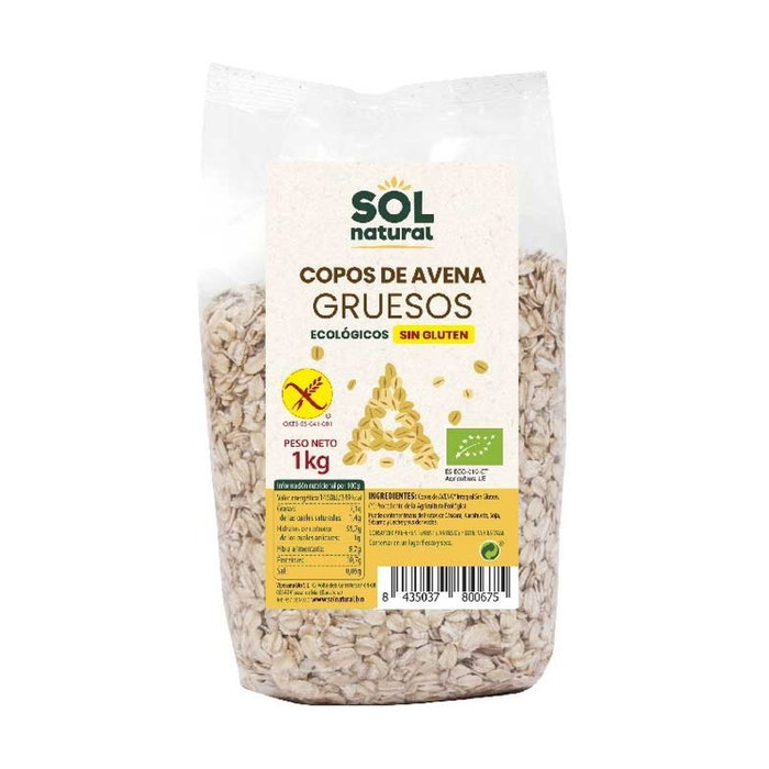 Sol Natural Copos de Avena Gruesos Bio Sin Gluten 1kg Formato Familiar Sol Natural Copos de Avena Gruesos Bio Sin Gluten 1kg Formato Familiar