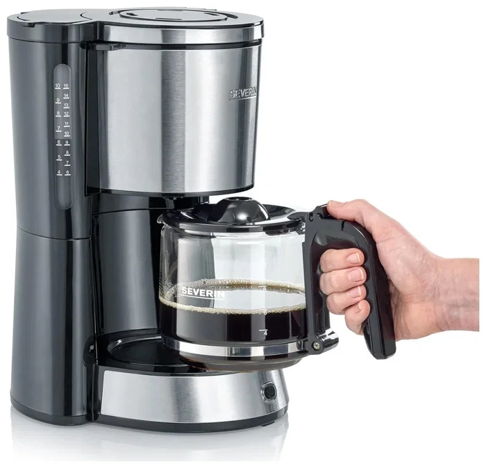 Severin KA 4823 Cafetera Express de Goteo, 1000W, 1.25L, Jarra Térmica, Srebrno-Czarny