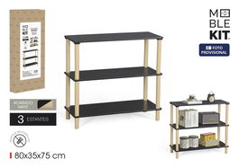 Inde Estantería Madera Rectangular 3 Niveles Negra 9.56 kg