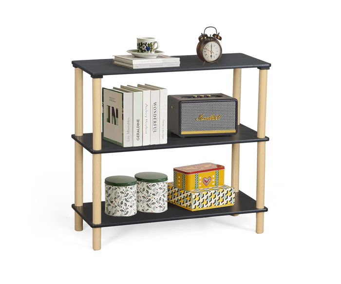 Inde Estantería Madera Rectangular 3 Niveles Negra 9.56 kg