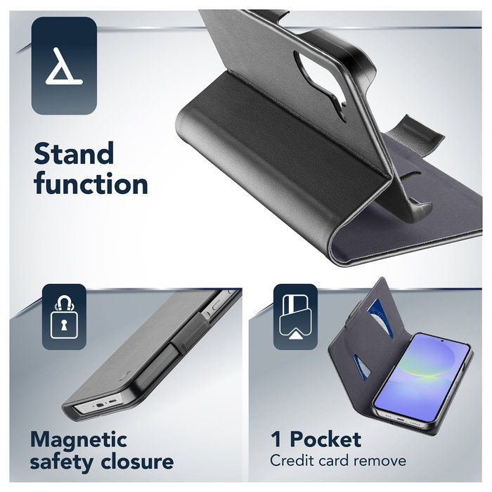 Cellular Line Funda Folio Book para Samsung Galaxy A36 5G A56 5G con Cierre Magnético y Bolsillo para Tarjetas - Negro Cellular Line Funda Folio Book para Samsung Galaxy A36 5G A56 5G con Cierre Magnético y Bolsillo para Tarjetas - Negro