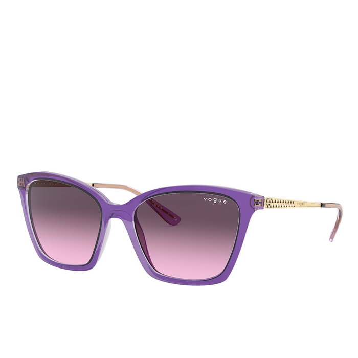 Vogue Eyewear VO5333S 284890 Gafas de Sol de Mujer Cat Eye, Montura Plástica Violeta con Cristales Violet Gradient Grey, 54 mm