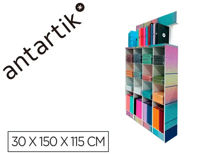 Antartik Expositor de Suelo para Cuadernos y Carpetas 169 Unidades Colores Surtidos 30x150x115 cm