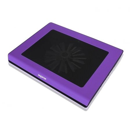 Approx Base Cooler Refrigeradora para Portátiles Hasta 15.6", 1 Ventilador 14cm, 2 LED Azul, 2 Puertos USB, Modelo Purpura Approx Base Cooler Refrigeradora para Portátiles Hasta 15.6", 1 Ventilador 14cm, 2 LED Azul, 2 Puertos USB, Modelo Purpura