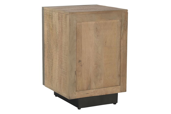 DKD Home Decor Mesita de Noche Natural Negro Mango y Metal 44 x 65 x 45 cm