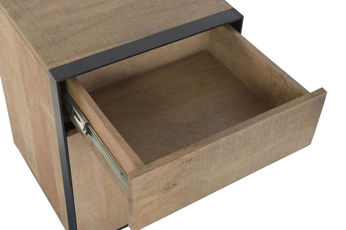 DKD Home Decor Mesita de Noche Natural Negro Mango y Metal 44 x 65 x 45 cm