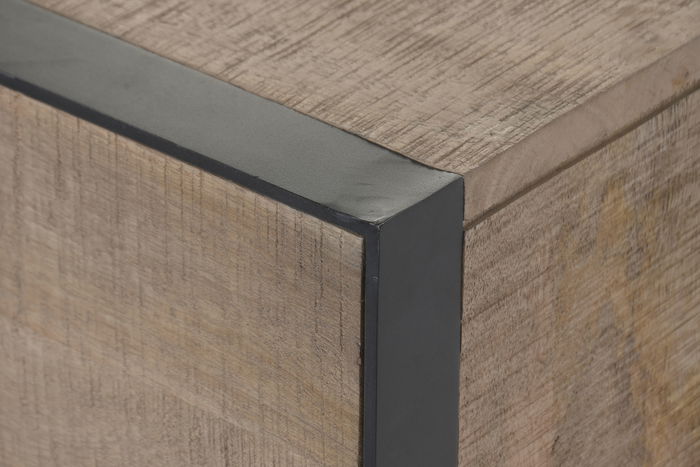 DKD Home Decor Mesita de Noche Natural Negro Mango y Metal 44 x 65 x 45 cm