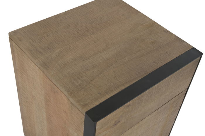 DKD Home Decor Mesita de Noche Natural Negro Mango y Metal 44 x 65 x 45 cm