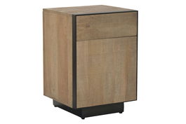 DKD Home Decor Mesita de Noche Natural Negro Mango y Metal 44 x 65 x 45 cm