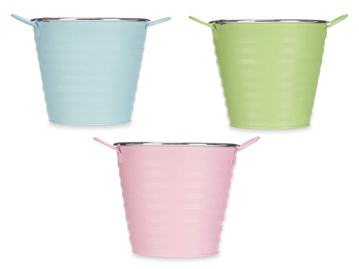 Ibergarden Cubo Grd Zig Zag Filo Plata Maceta Surtido Metal 22x15x16 cm (Set de 24)