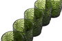 DKD Home Decor Set de 6 Vasos de Cristal Verde con Diseño de Piñas, 300ml