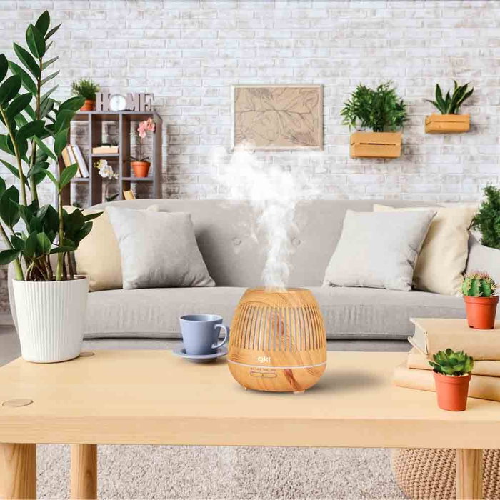 Grunkel Humidificador de Vapor NATURE ESSENCE ESN-400M, 400ml (0.4L), Difusor de Aromas, Luz LED Multicolor, Apagado Automático, 400W, Color Madera