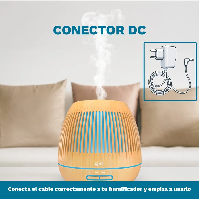 Grunkel Humidificador de Vapor NATURE ESSENCE ESN-400M, 400ml (0.4L), Difusor de Aromas, Luz LED Multicolor, Apagado Automático, 400W, Color Madera