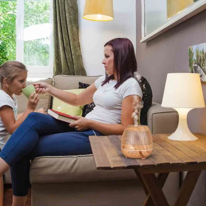 Grunkel Humidificador de Vapor NATURE ESSENCE ESN-400M, 400ml (0.4L), Difusor de Aromas, Luz LED Multicolor, Apagado Automático, 400W, Color Madera