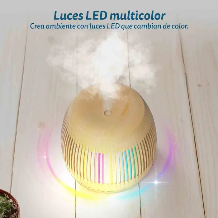 Grunkel Humidificador de Vapor NATURE ESSENCE ESN-400M, 400ml (0.4L), Difusor de Aromas, Luz LED Multicolor, Apagado Automático, 400W, Color Madera