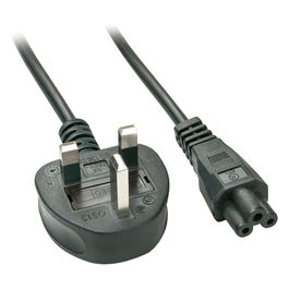 LINDY 30409 Cable de alimentación IEC UK C5 acoplador, 2m, Negro