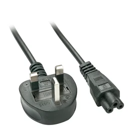 Lindy 30409 Cable de Alimentación IEC C5, 2 metros, Negro, Conector Macho a Hembra, Corriente 5A